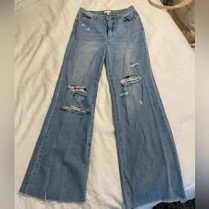 Nordstrom Light Blue Distressed Flare Jeans